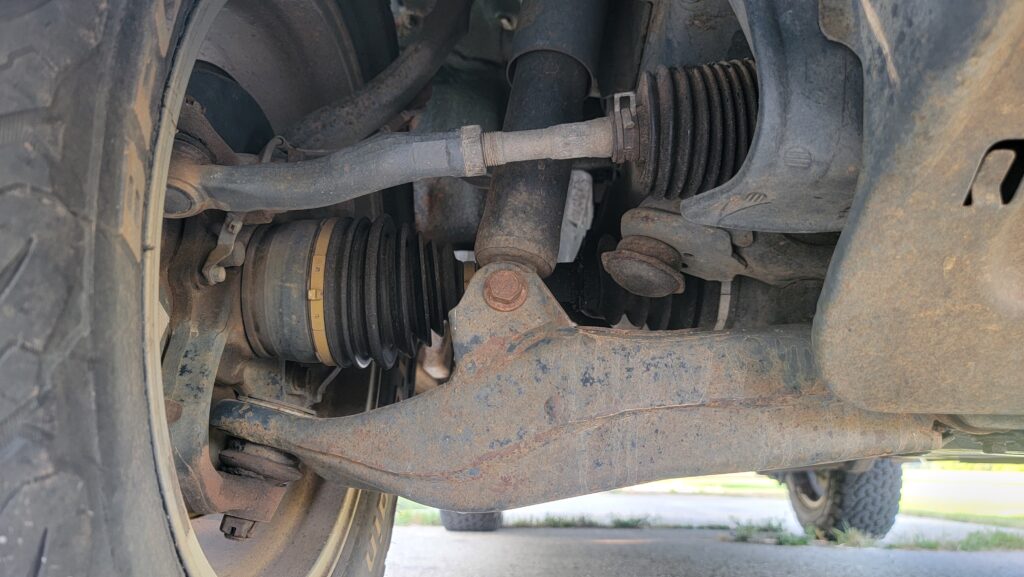 Undercarriage / chassis of Lexus LX470 showing clean condition