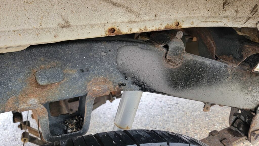 Upper rear passenger frame section of 1998 Toyota T100 DX 4x4