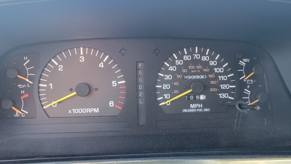 Gauge cluster of 1994 Toyota Land Cruiser green triple locked