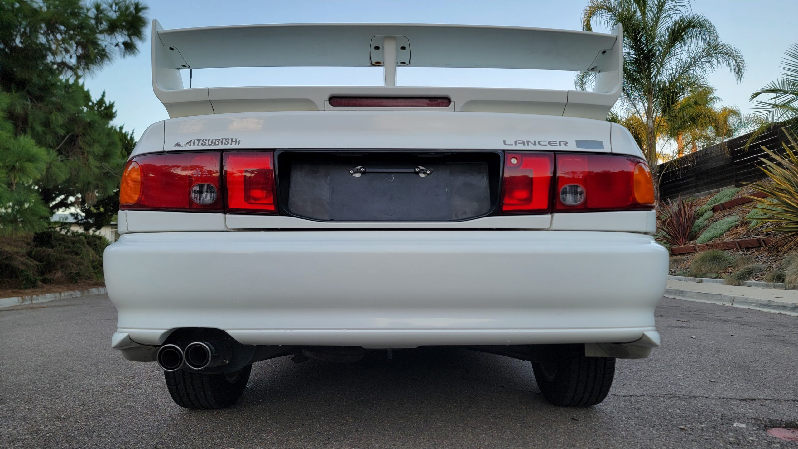 Close-up rear bumper and tail lights of Evo 3