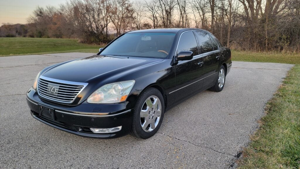 2004 Lexus LS430 in black shown from front driver-side angle