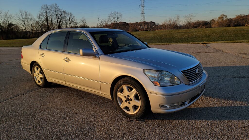 2004 Lexus LS430 in silver shown from front passenger-side angle