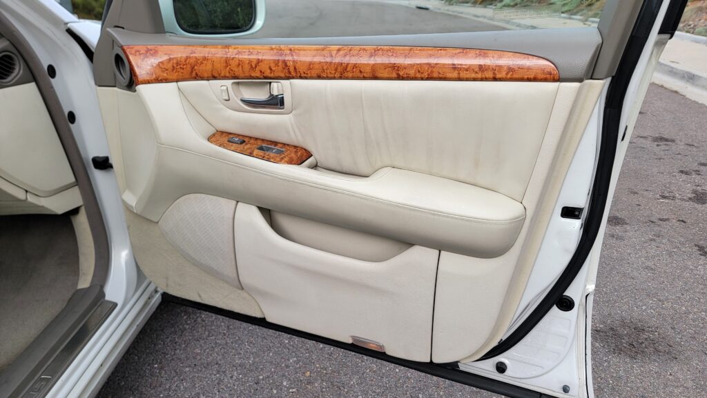 Passenger door panel with woodgrain