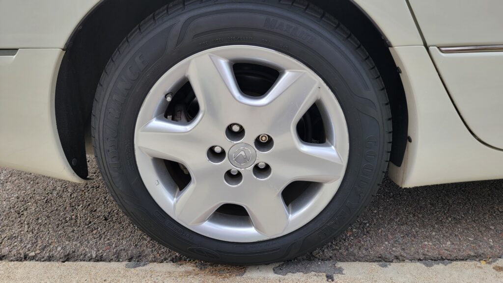 Passenger-side rear wheel