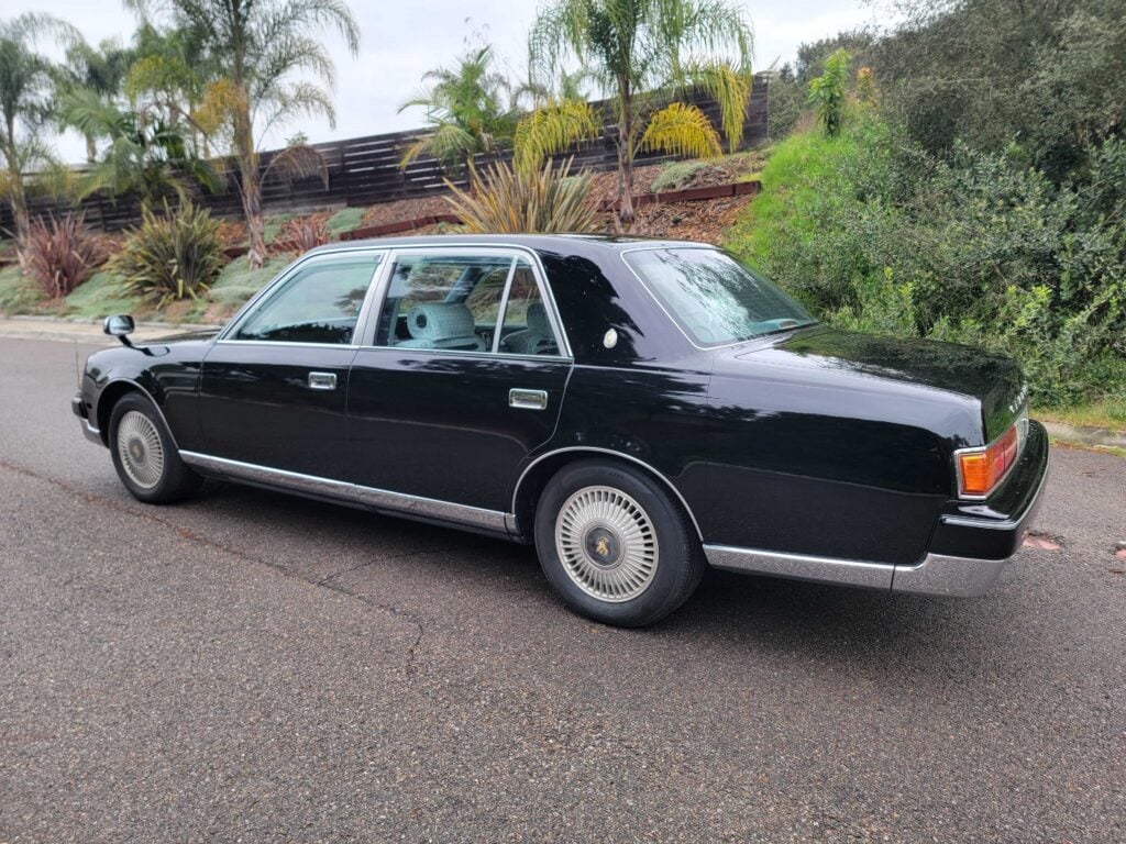 Rear passenger-side angle of right-hand drive Toyota Century