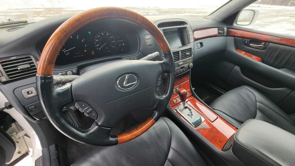 2005 Lexus LS430 ULTRA White on Black Driver Cabin View