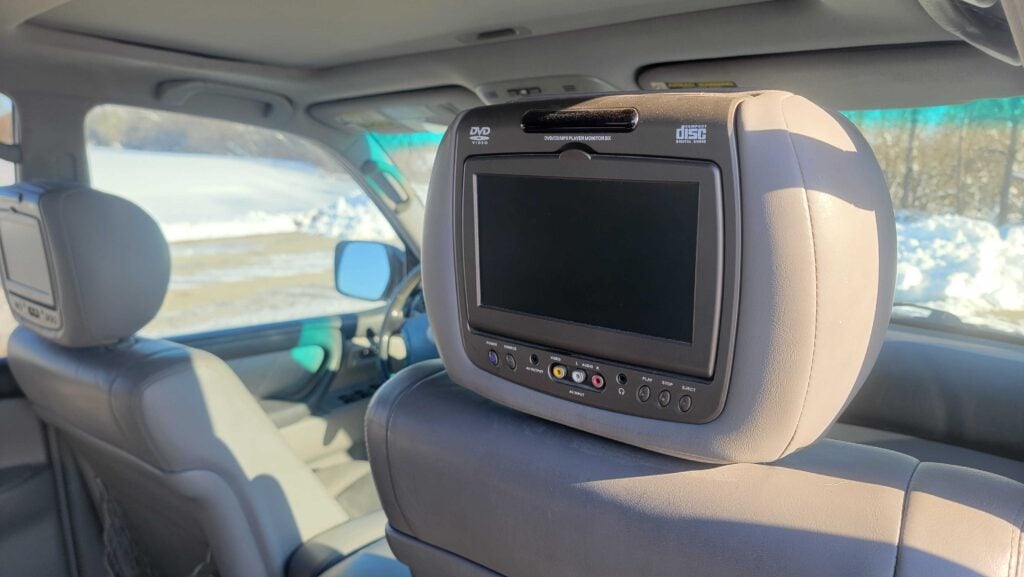 Passenger-side view of rear entertainment screen
