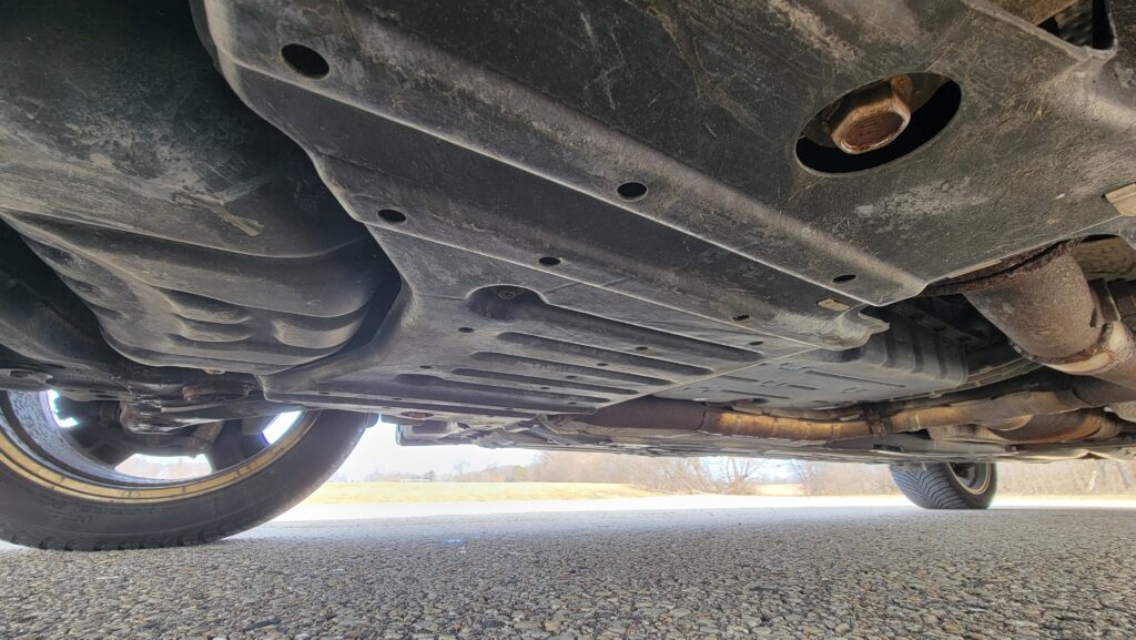 2005 Lexus LS430 ML driver front underbody view Mercury Metallic Tanin JDM