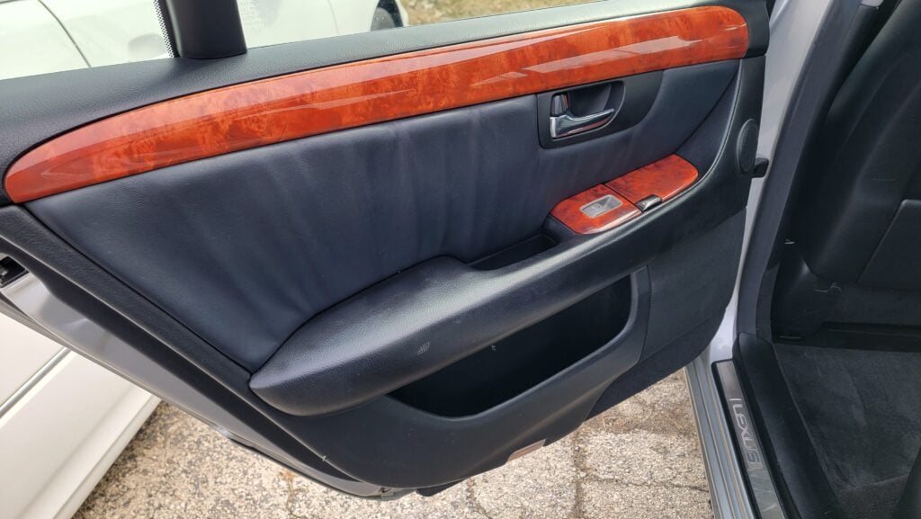2005 Lexus LS430 ML driver rear door panel view Mercury Metallic Tanin JDM