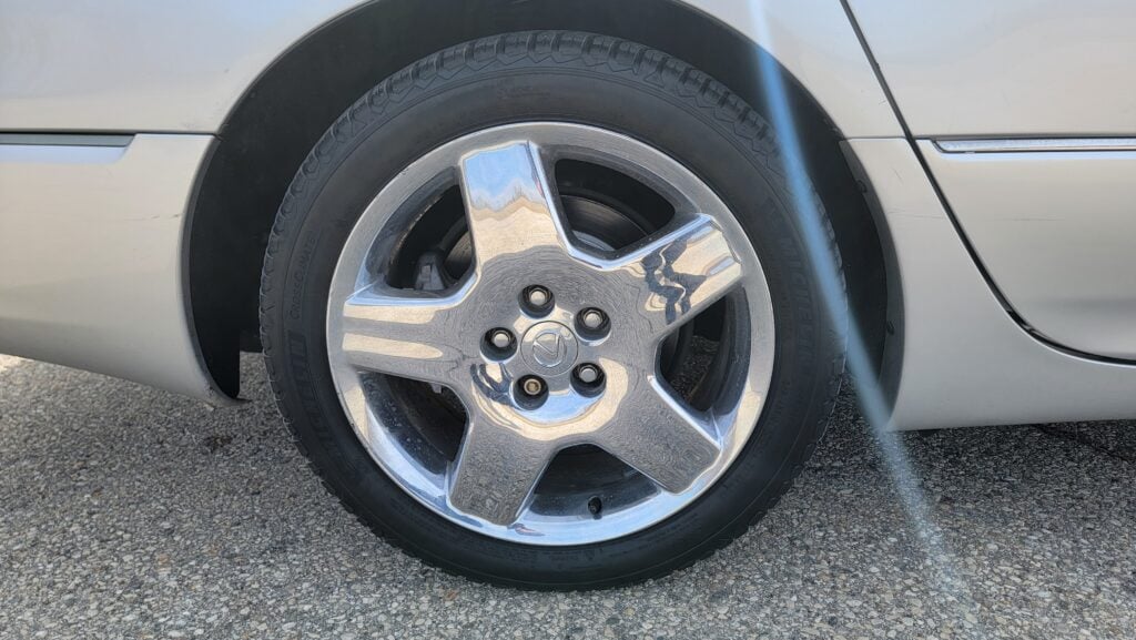 2005 Lexus LS430 ML rear passenger wheel view Mercury Metallic Tanin JDM