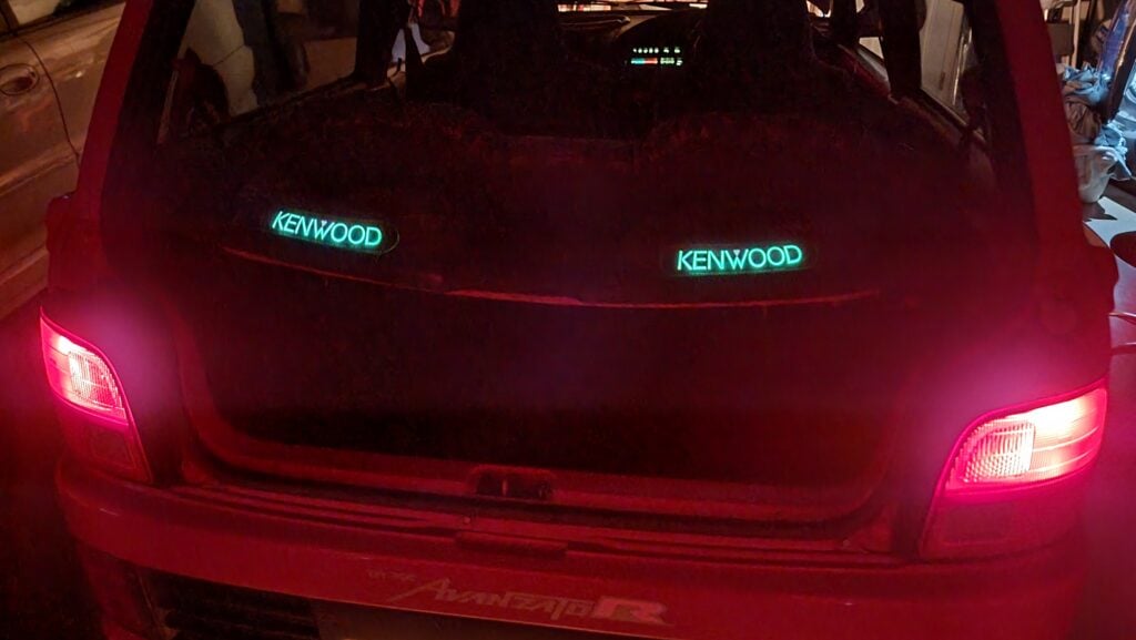 1997 Daihatsu Mira TR-XX kenwood speakers hatch open