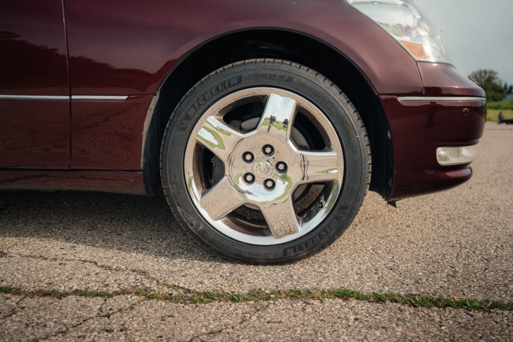 2005 Lexus LS430 Black Cherry Pearl Passenger Front Wheel