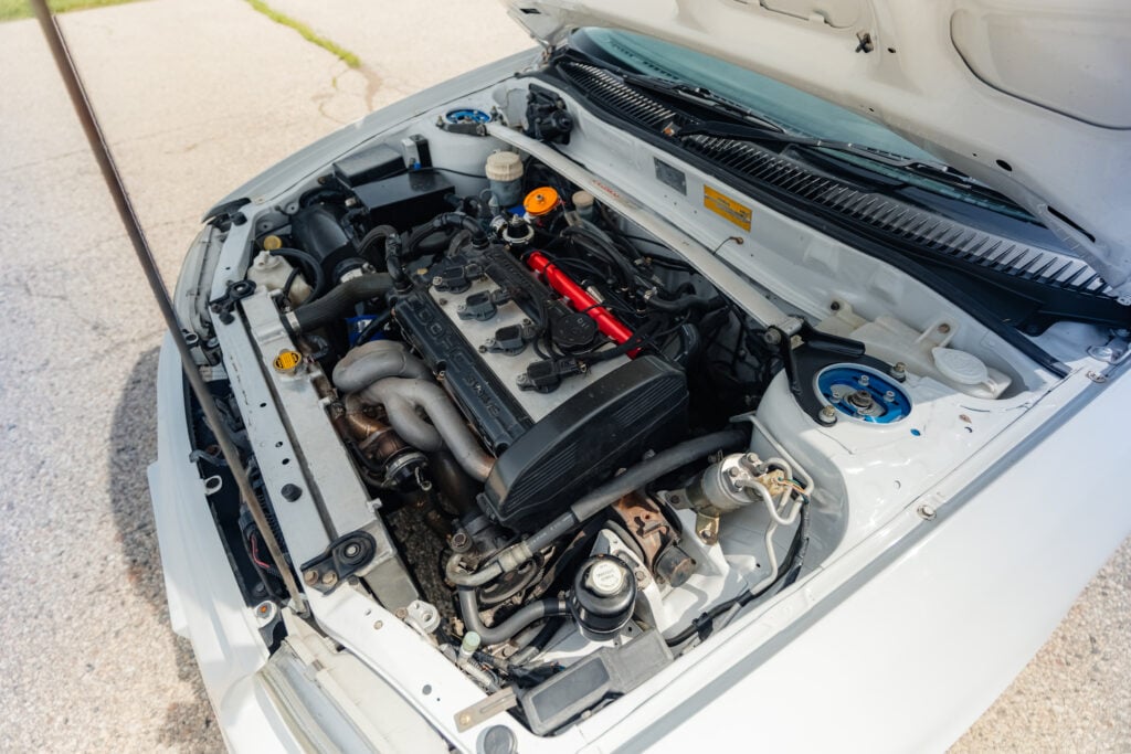 1995 Mitsubishi EVO 3 engine view from passenger front angle