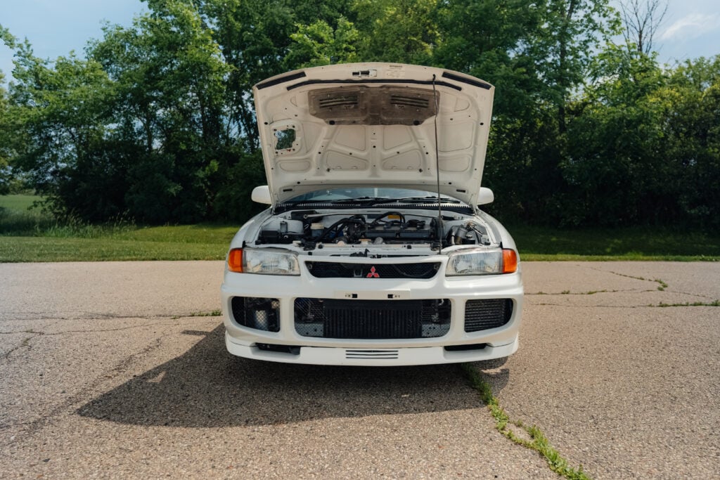 1995 Mitsubishi EVO 3 front view hood up