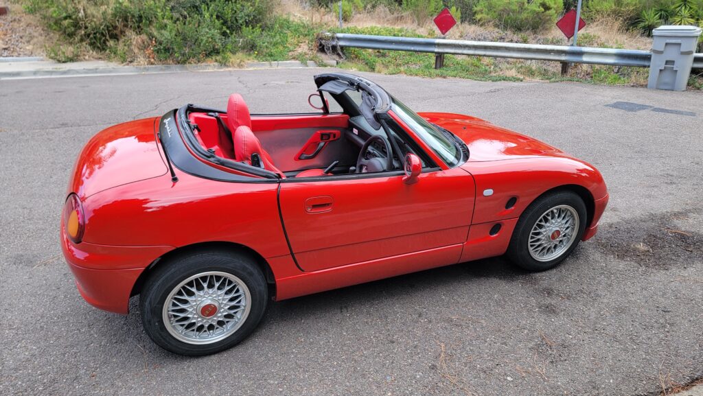 1998 Cappuccino Flash Red Driver Side View with top down