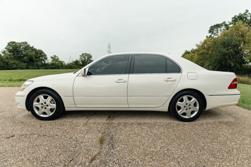 2004 Lexus LS430 White on Tan Base Model Driver Side View