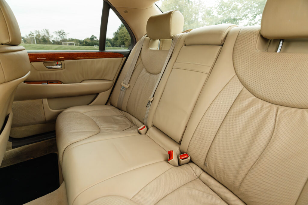 2004 Lexus LS430 White on Tan Base Model Rear Seats from Driver Side