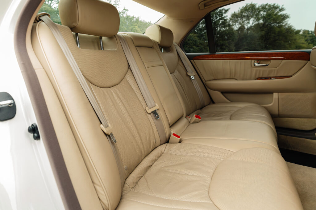 2004 Lexus LS430 White on Tan Base Model Rear Seats From Passenger Side