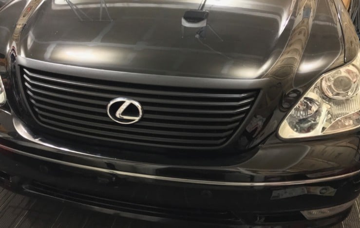 Lexus LS430 blackout grille upgrade example on a black car