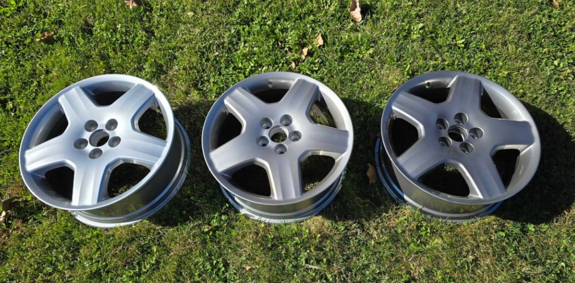 Three 18-inch 5-spoke Lexus LS430 OEM wheel finish examples: no tint, Level 1 tint, and Level 2 tint